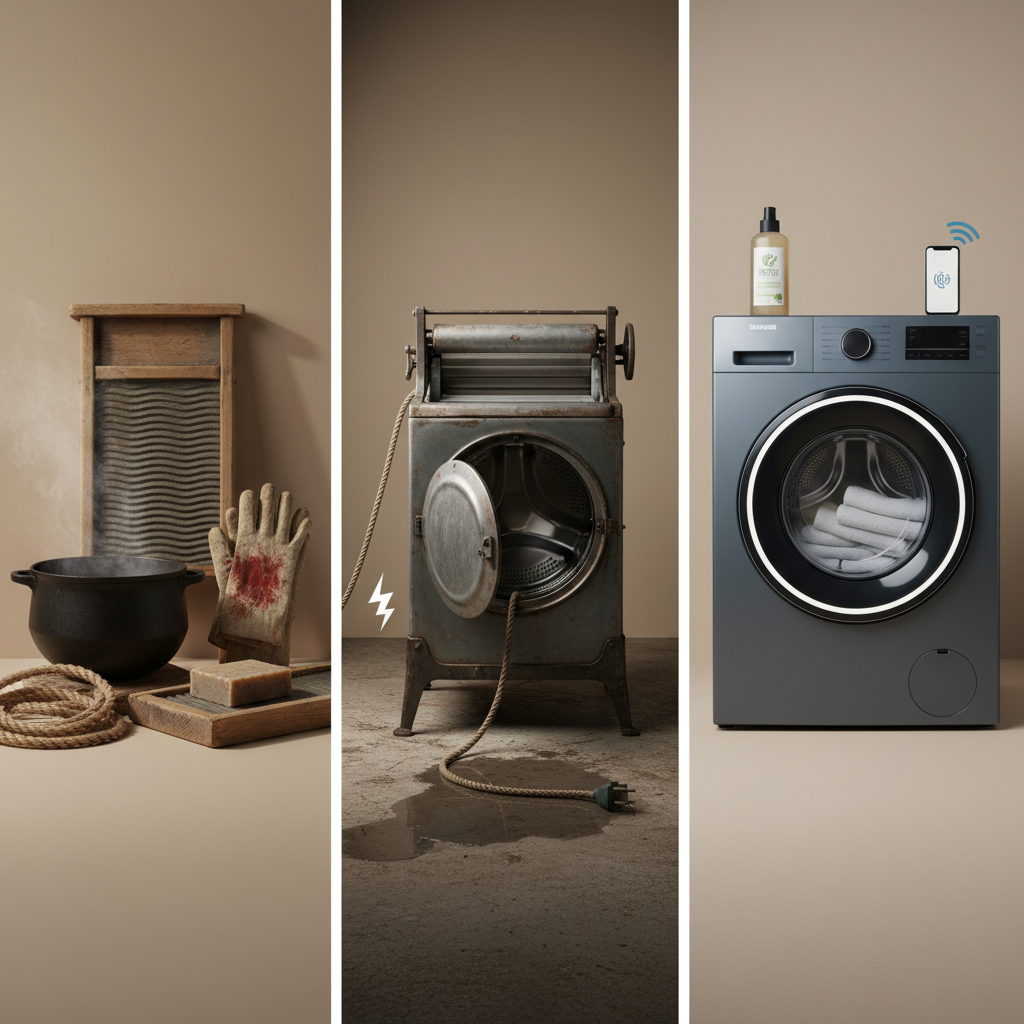 Pirmosios skalbimo mašinos: kodėl jos buvo pavojingos?